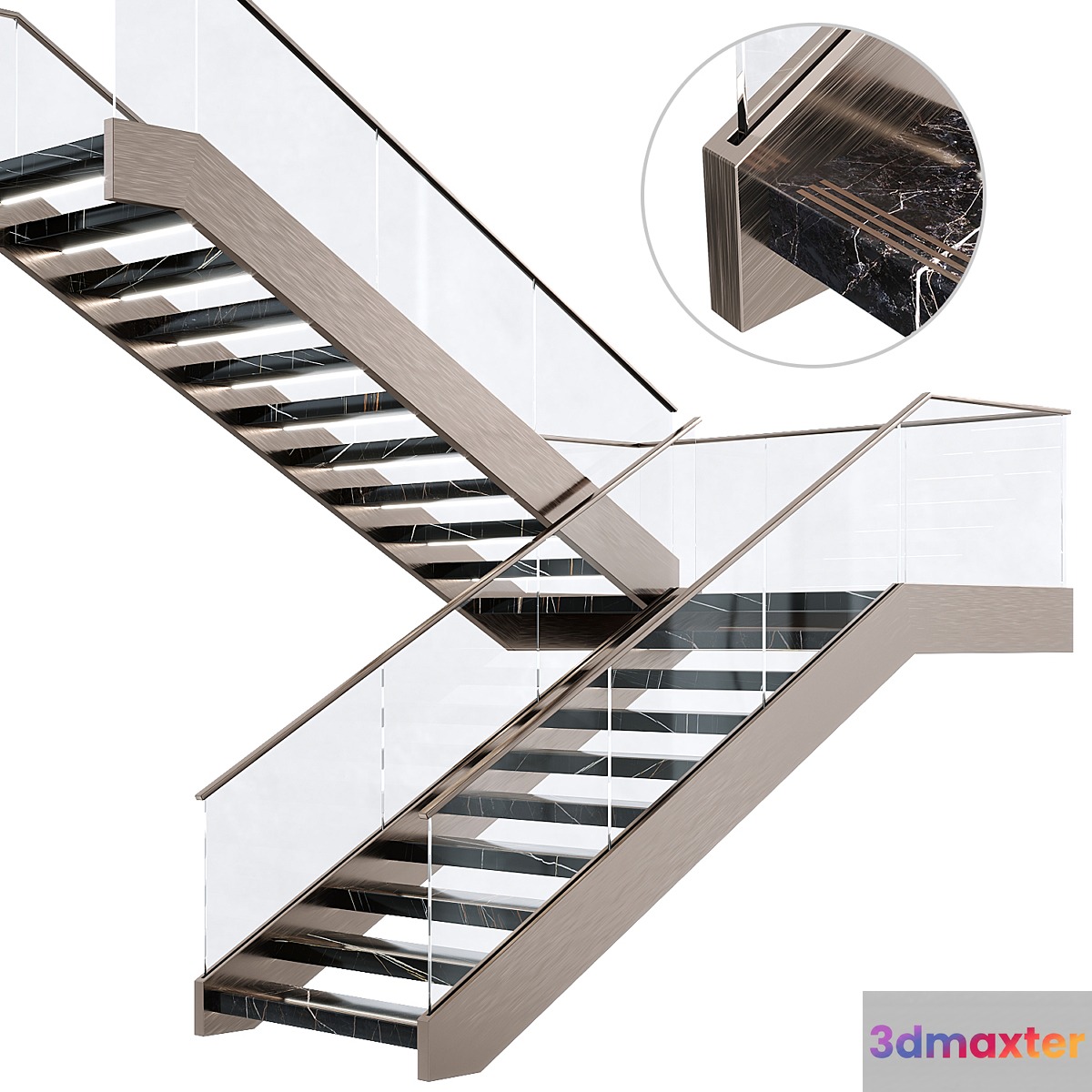 Modern luxury staircase 2 3D Max