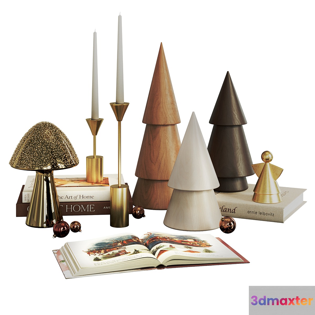 Decorative set for New Year and Christmas 3D Max