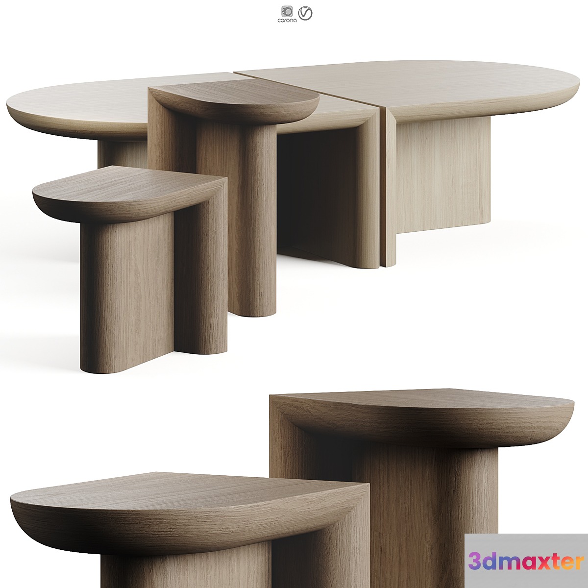 WeWood RE-FORM Coffee Side Tables - No.2 3D Max