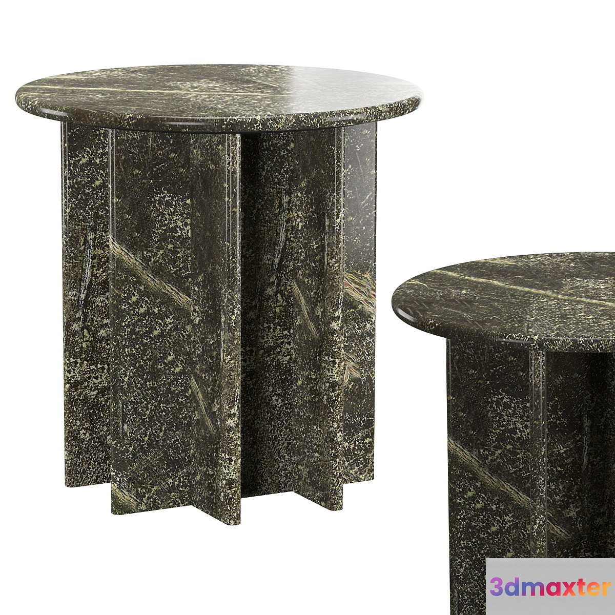 PASAR ROUND GREEN MARBLE SIDE TABLE - No.2 3D Max