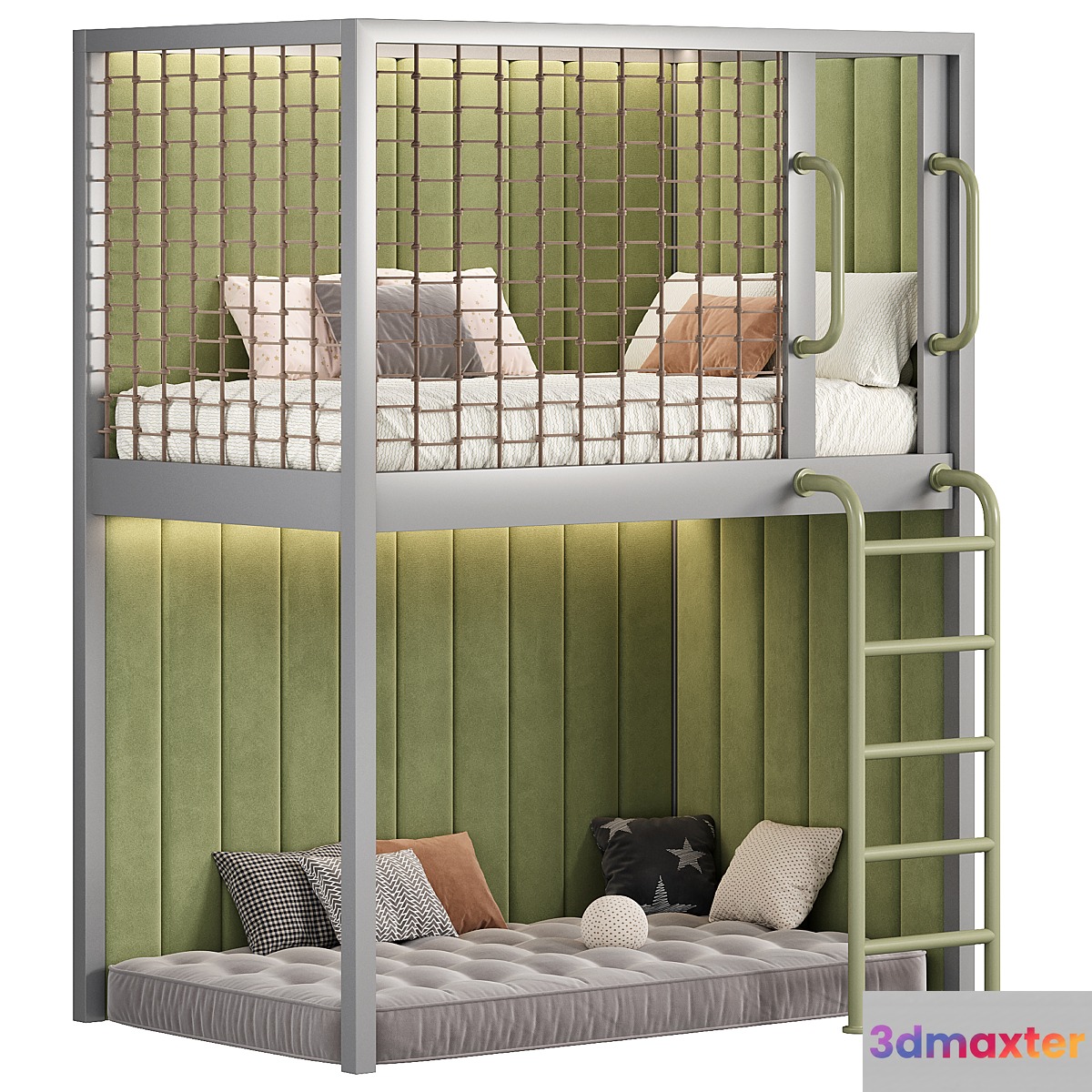 Designer two-level bed Kids room 23 3D Max