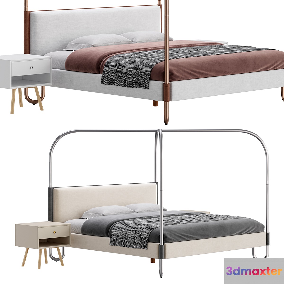 Gracia King Upholstered Canopy bed 3D Max