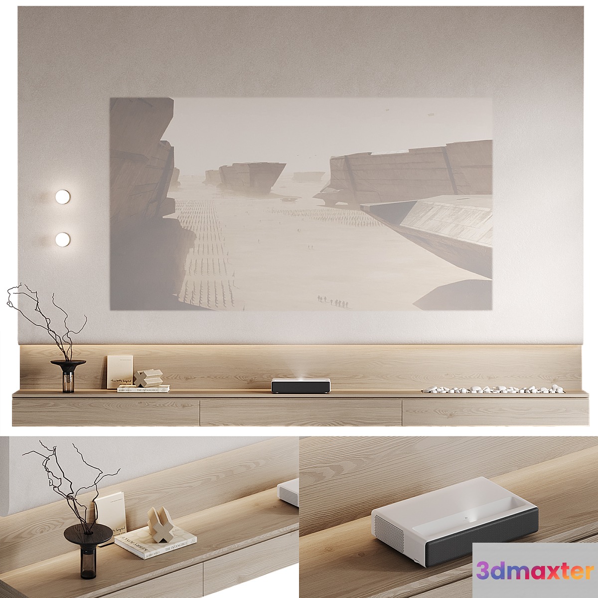 TV wall with Xiaomi laser projector 3D Max