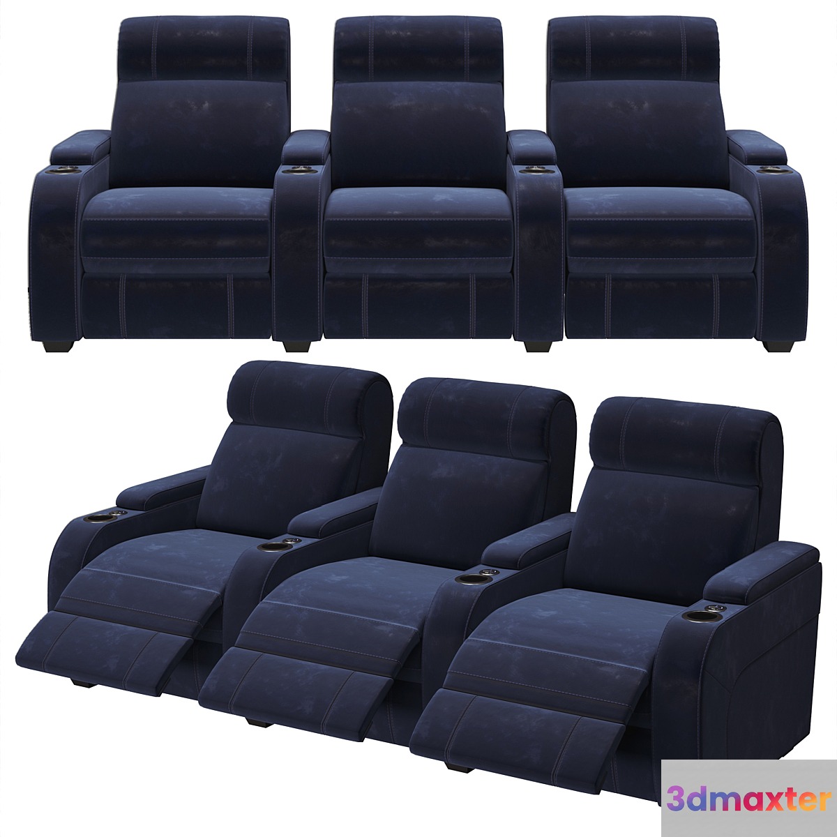 PARAMOUNT + 3 CINEMA SEATS 3D Max