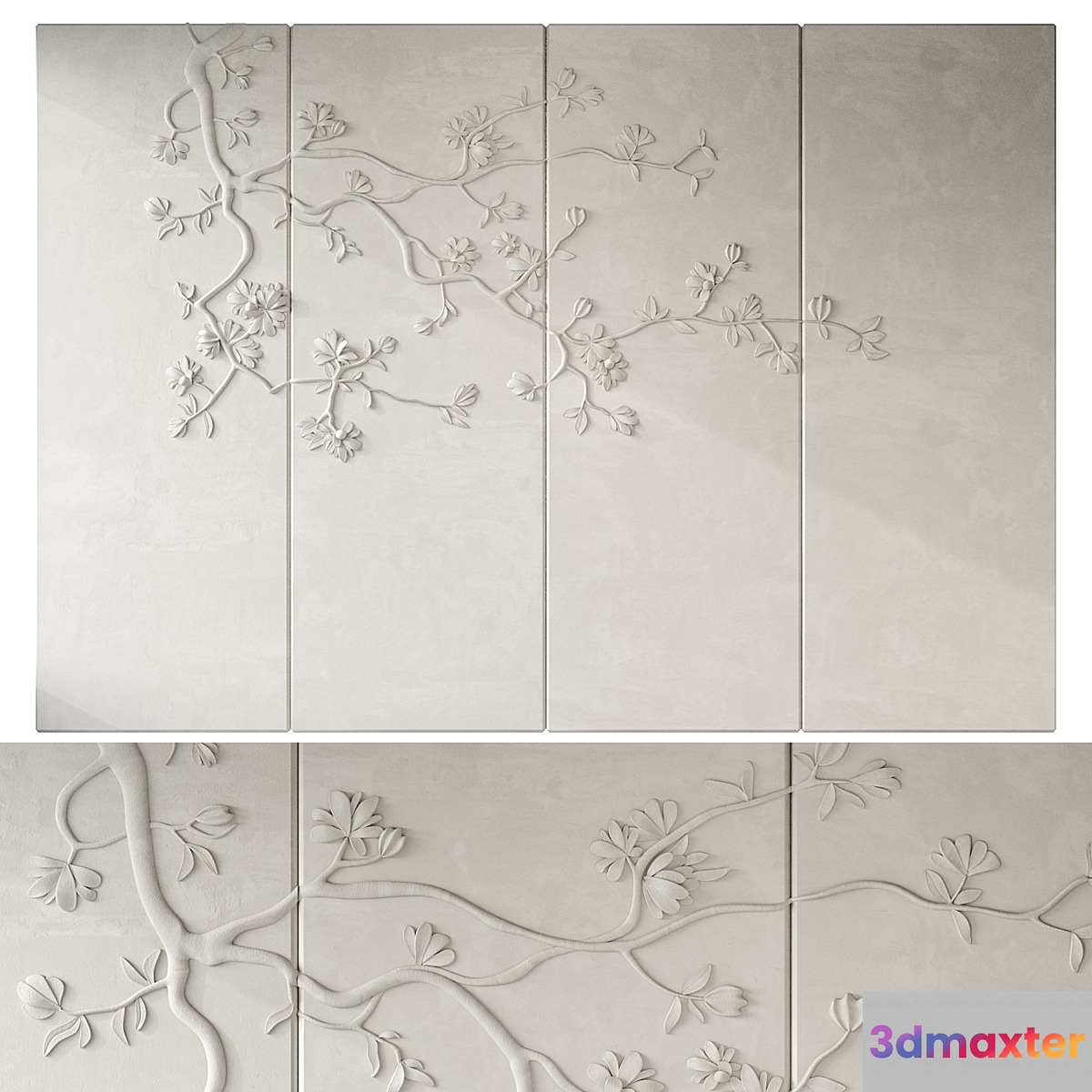 Japandi Floral Wall Panels 3D Max