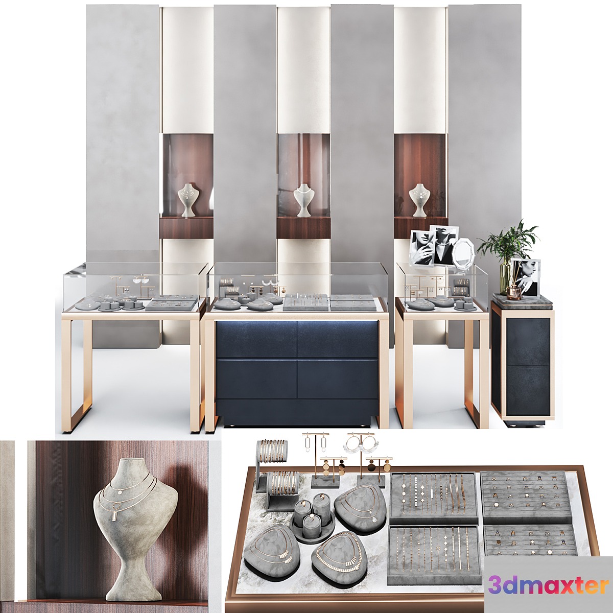 jewelry store showcase 3D Max