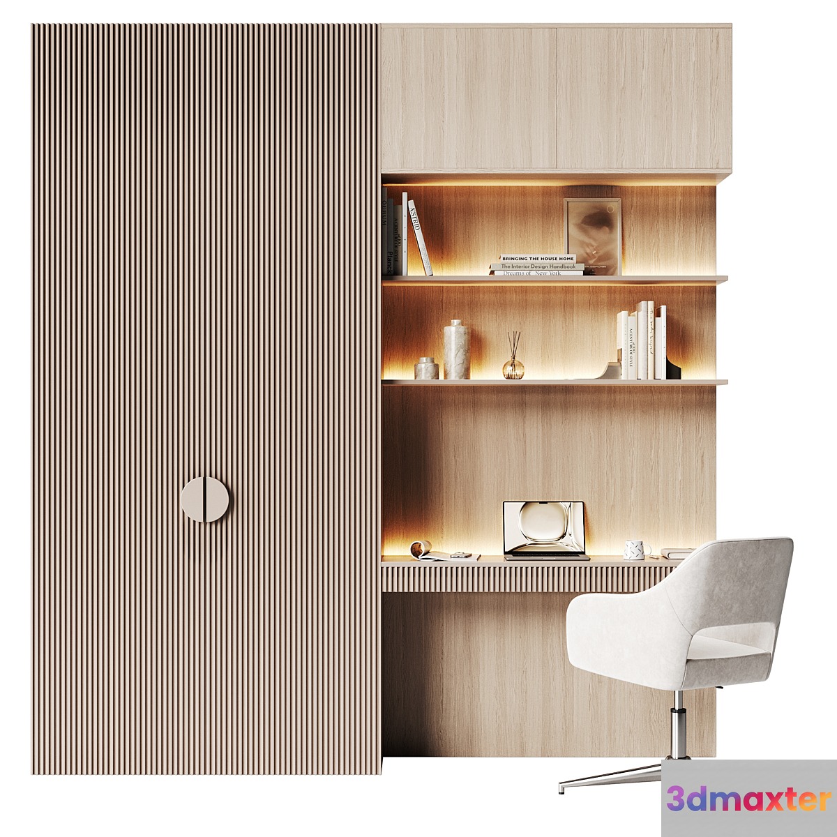 Compact workplace area with embossed panels 3D Max