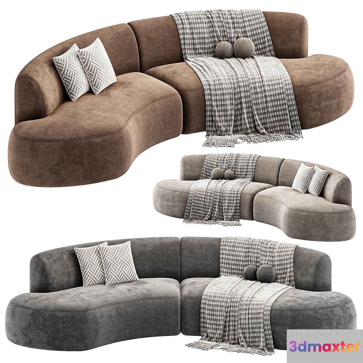 Opal Outdoor 2 Piece Curved Sectional Sofa By Highfashionhome 3D Max
