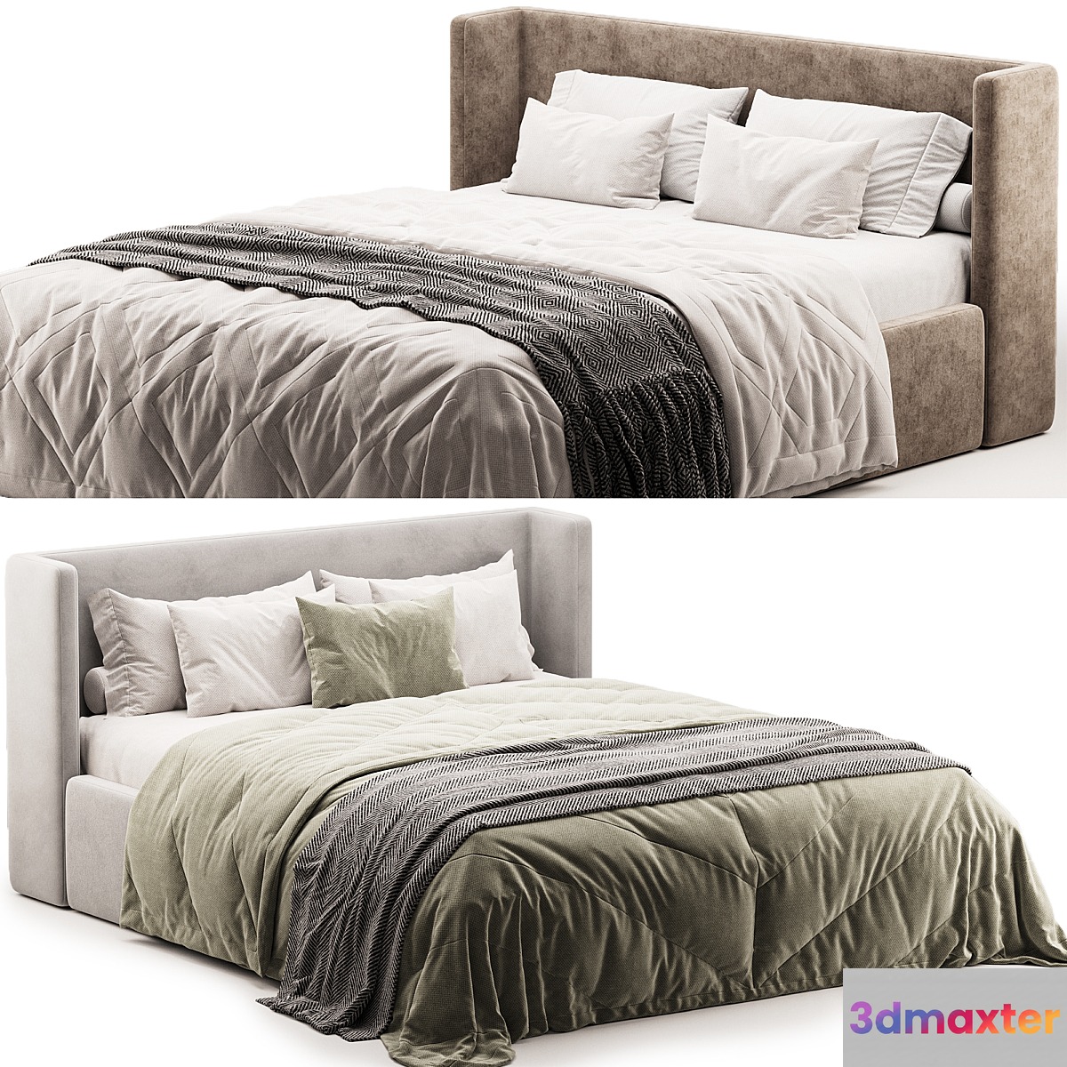 Shelter Upholstered Classic Bed 3D Max