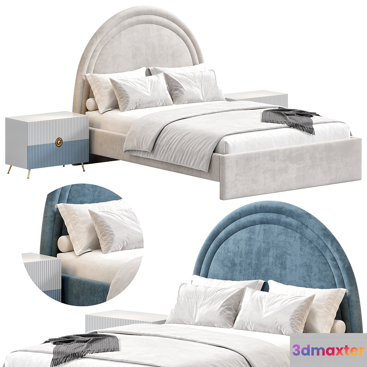 Channel Upholstered Bed by Pbteen 3D Max