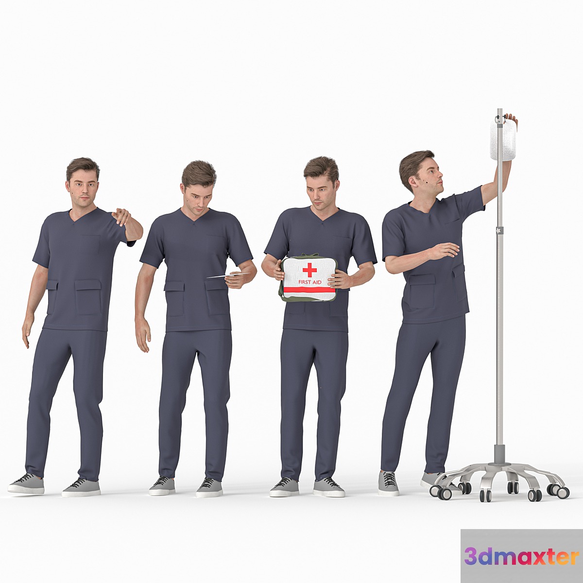 Nurse Man in 04 poses 3D Max