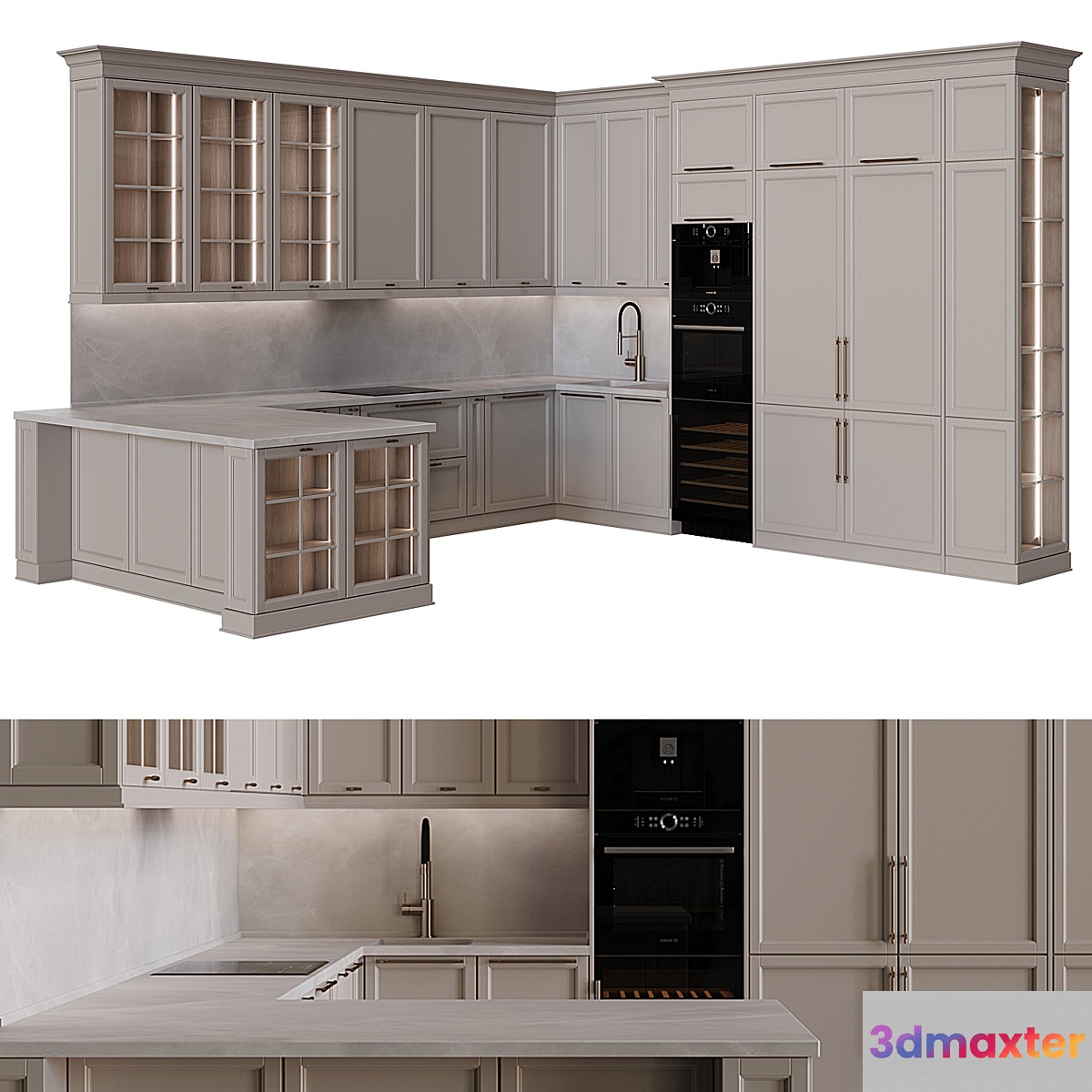 Neoclassical style kitchen 55 3D Max