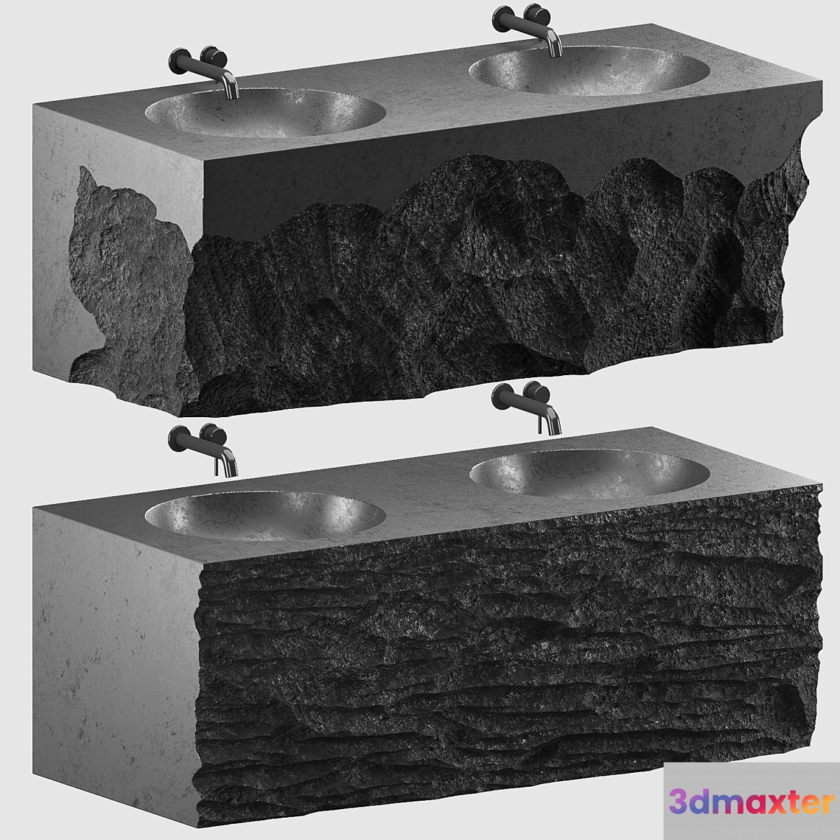 stone wash basin set4 3D Max