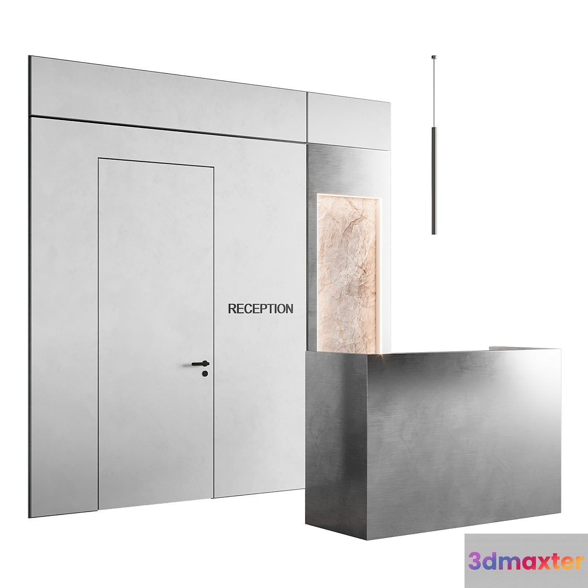 Metal Reception with decor 3D Max