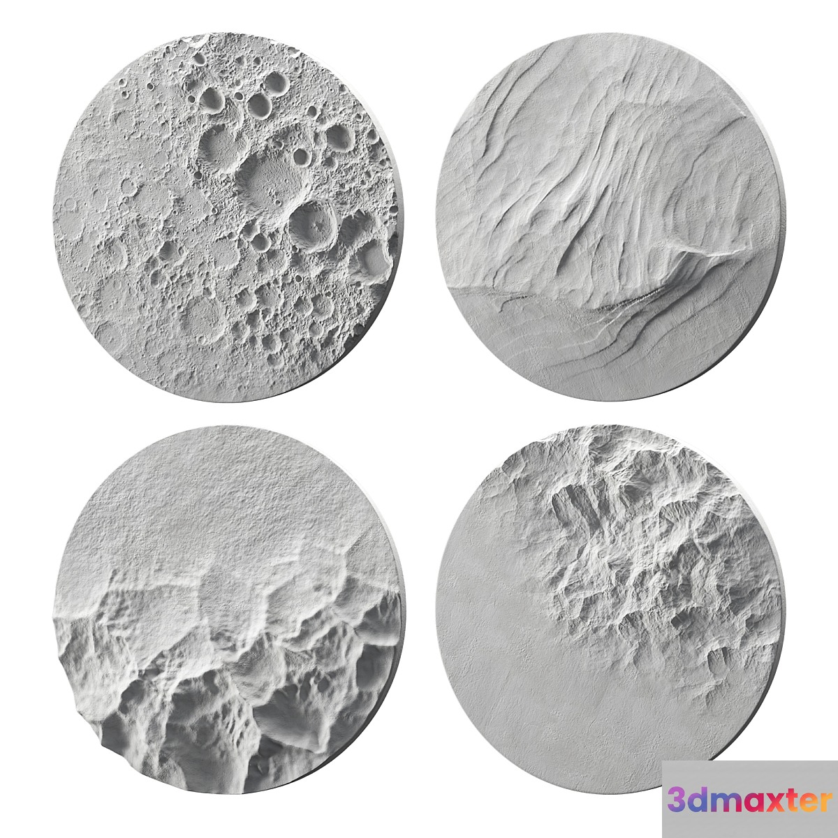 Round relief panel set 3D Max