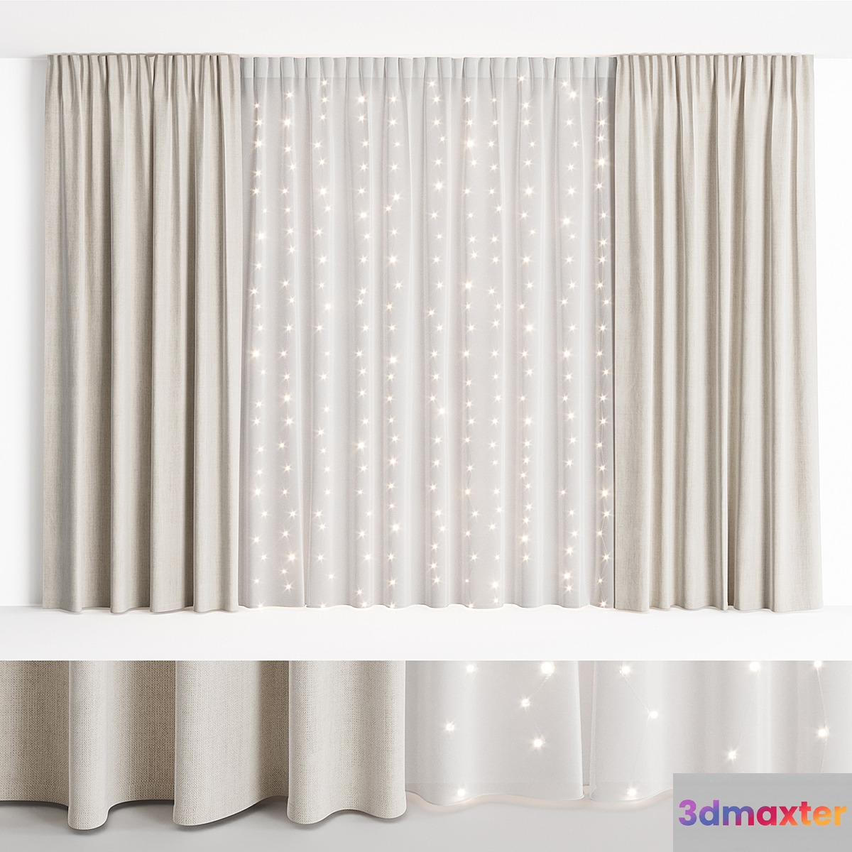 Curtains with garland NG1 3D Max