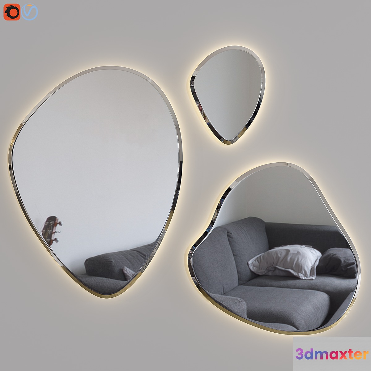 Mirror composition with lighting Crea Extra 3D Max