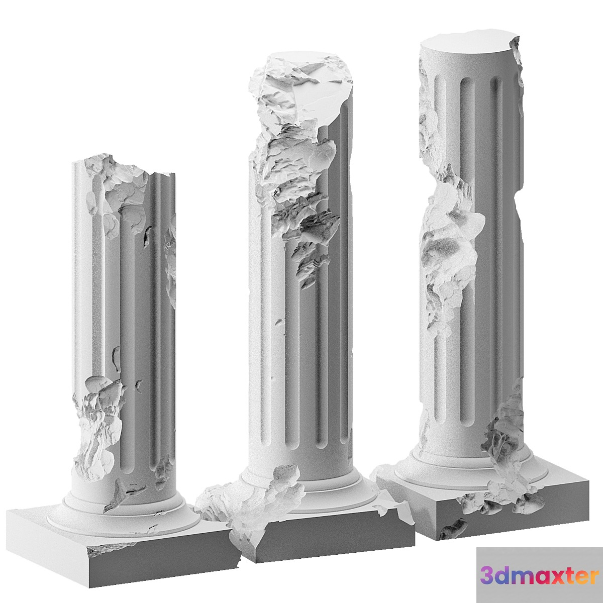 set aged balusters 3D Max