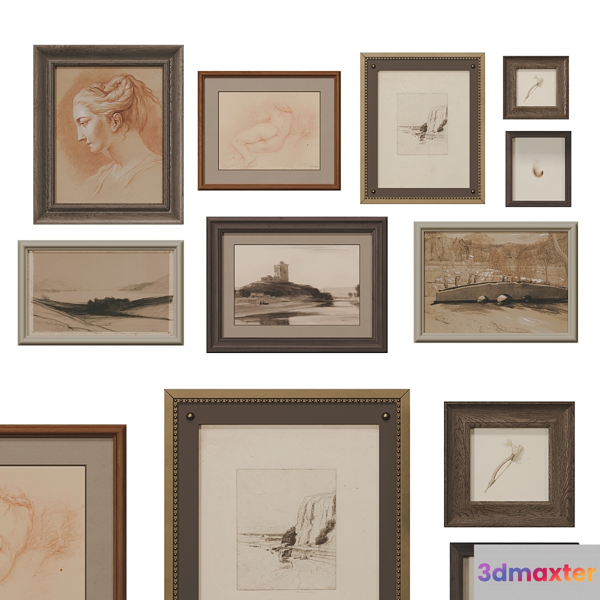 Set of classic paintings 46 3D Max