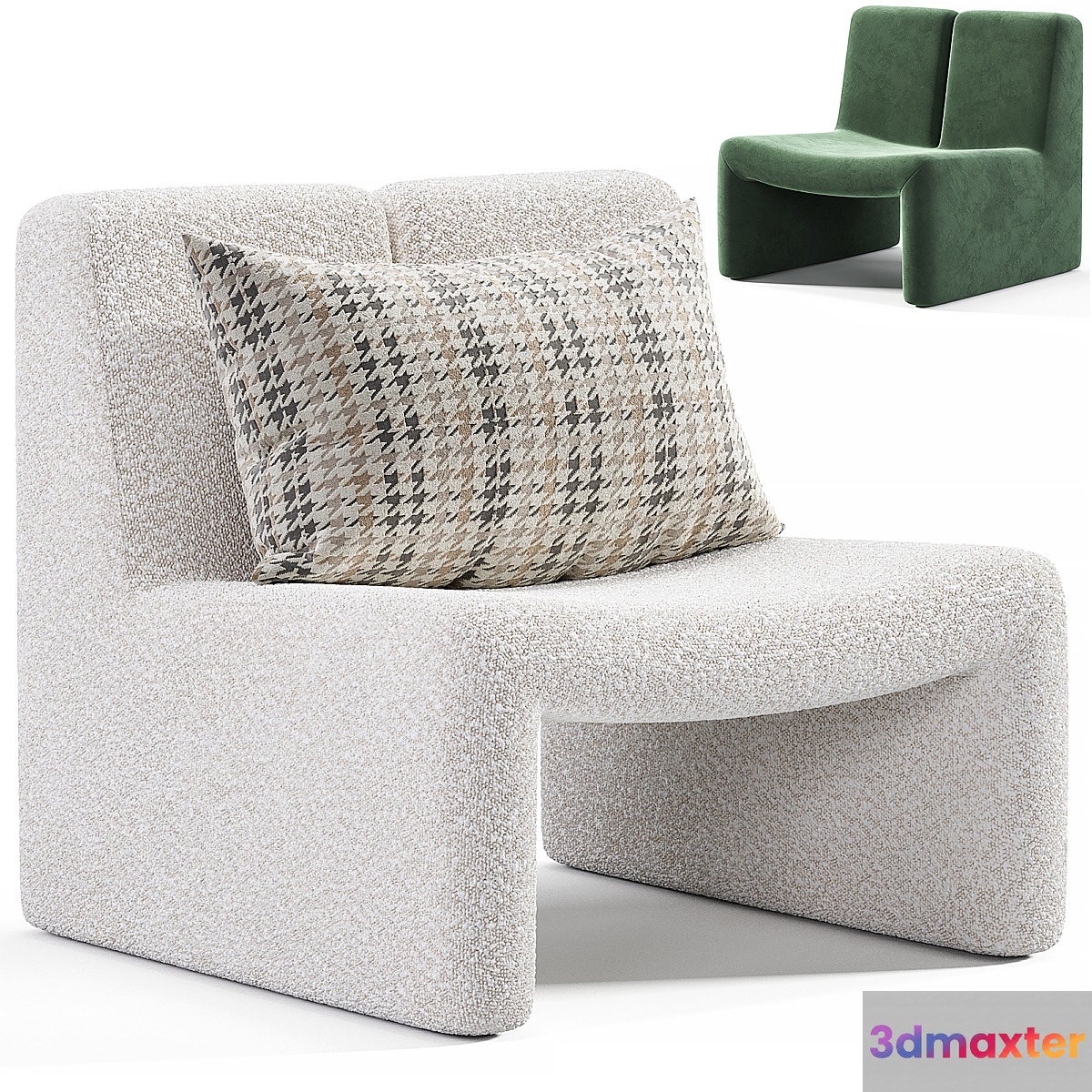 Dario Green Boucle Accent Chair By CB2 3D Max