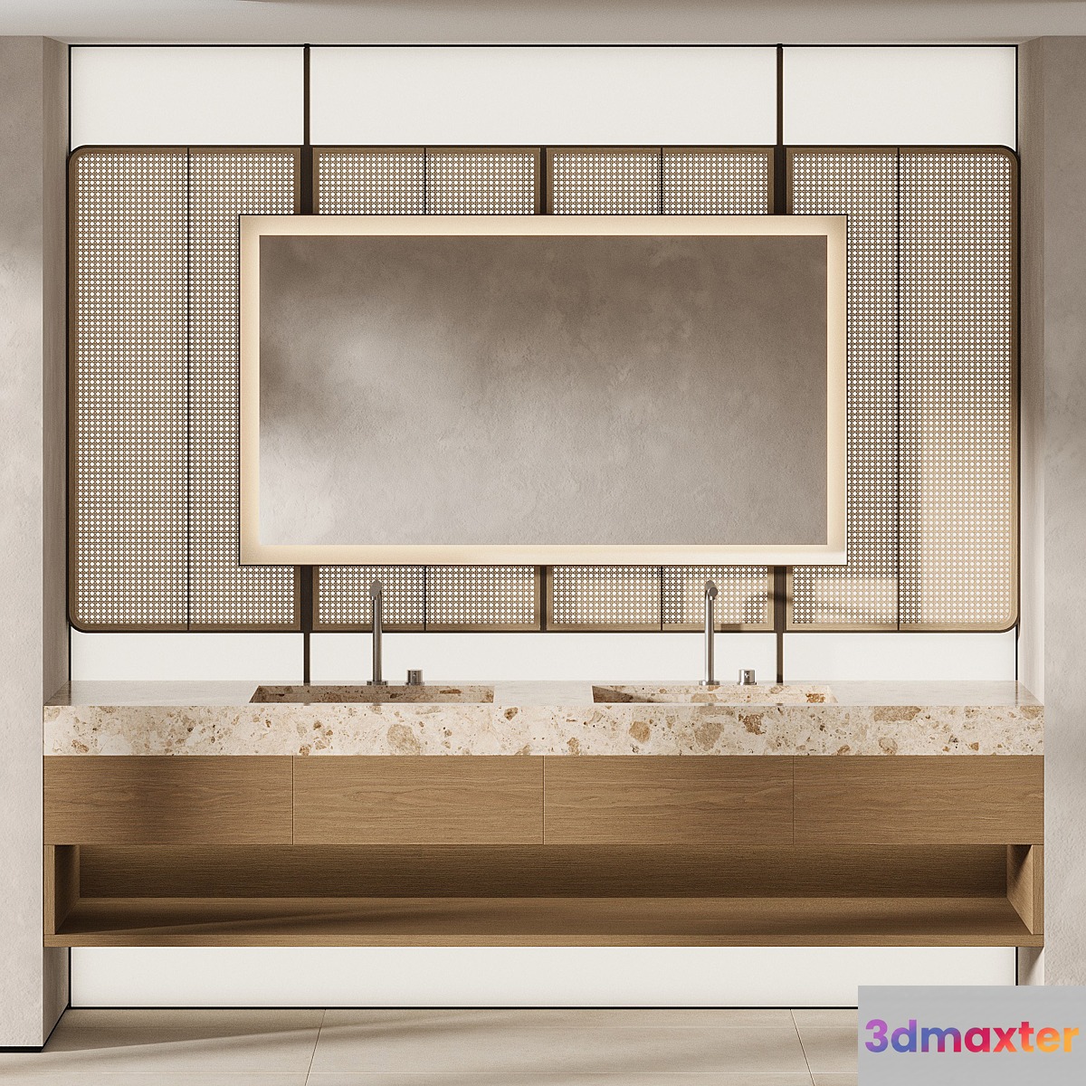 Bathroom furniture with light wall 3D Max