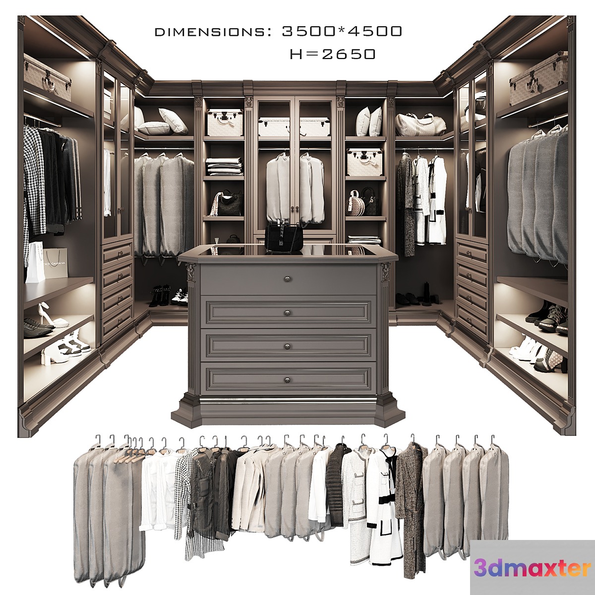 Dressing room Benedetti luxury 3. 3D Max
