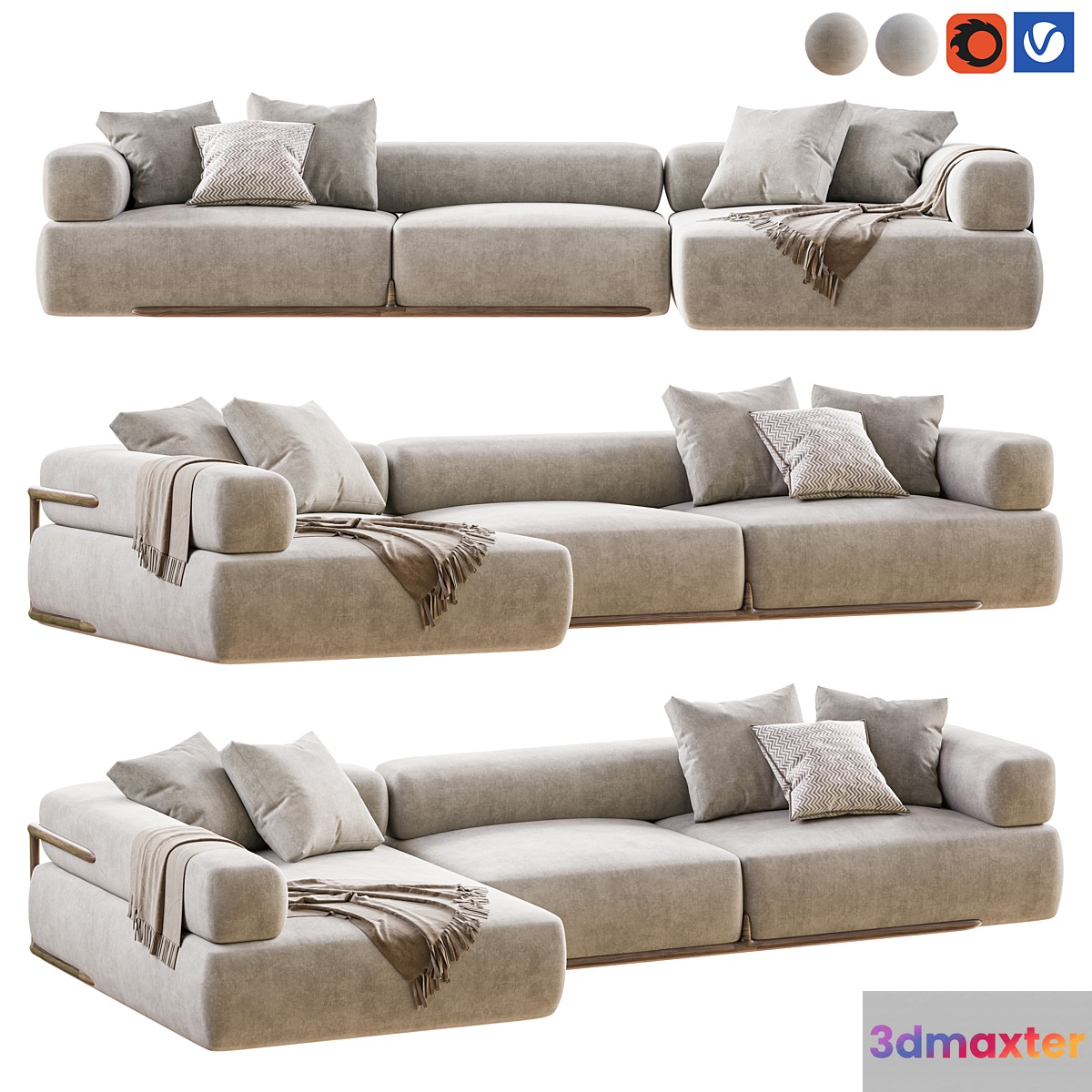 Porada Klem Lshaped Sofa 3D Max