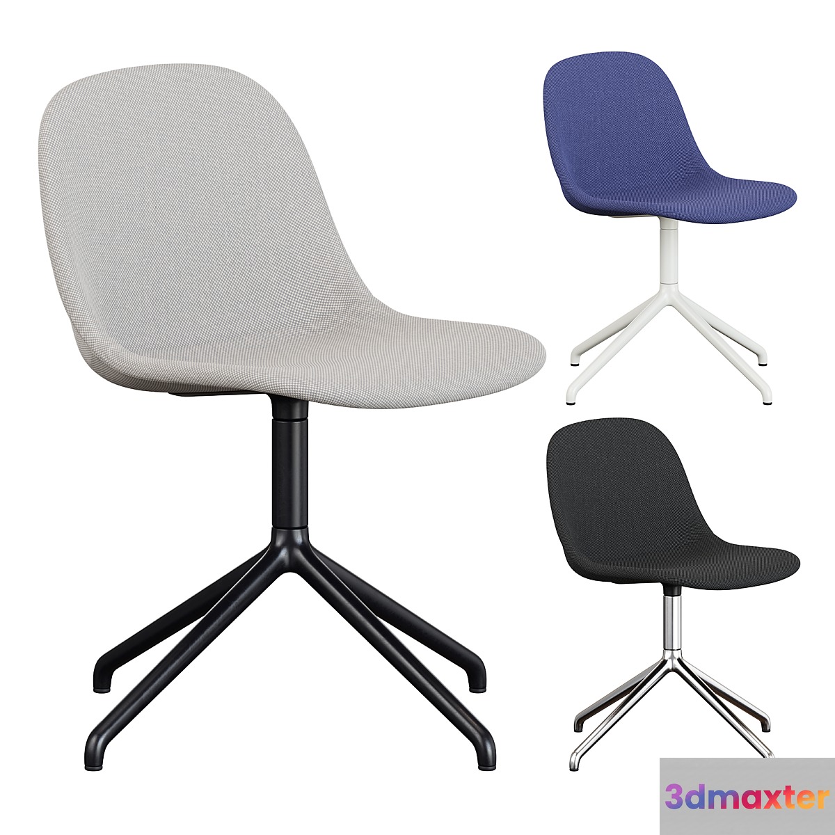 Muuto Fiber Fabric Side Chair Plastic Swivel Base 3D Max