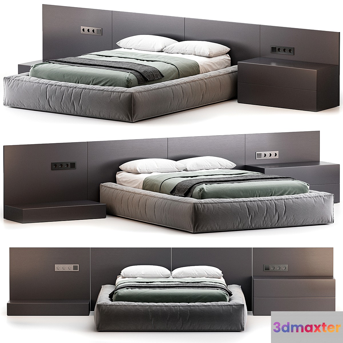 Modern Upholstery Bed from Litfad - No.2 3D Max