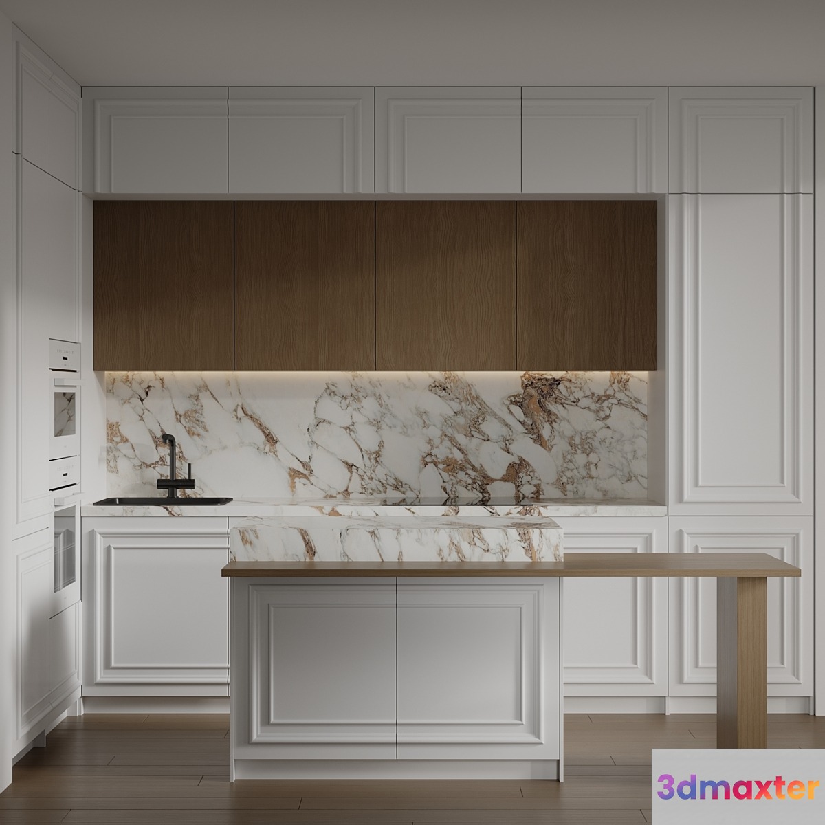 Kitchen with built-in MIELE appliances 3D Max