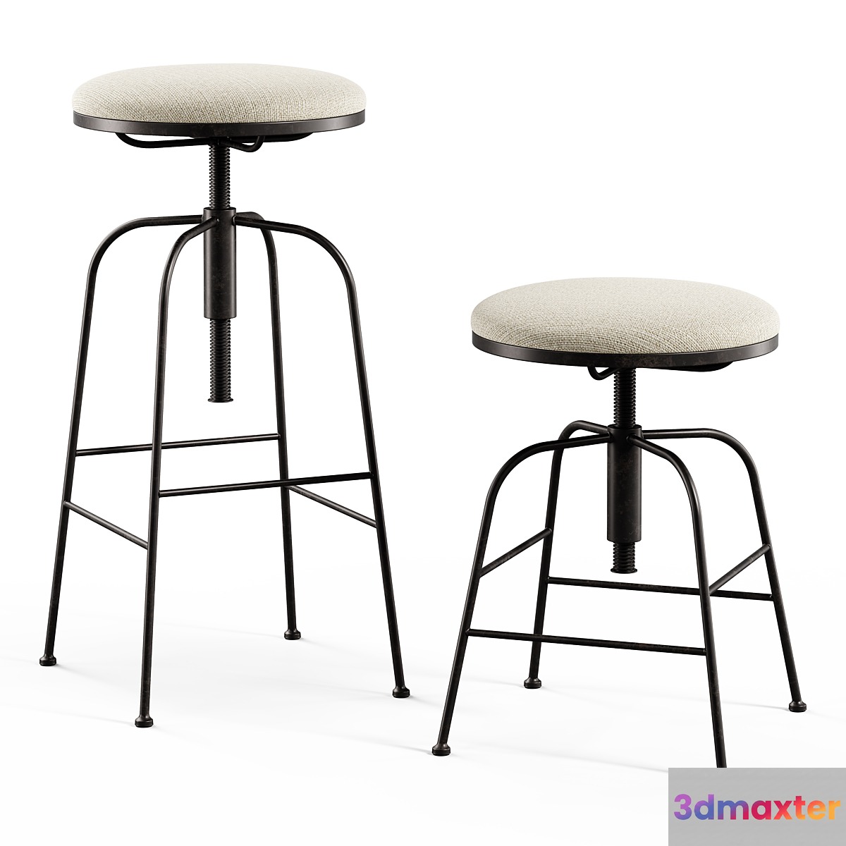Zara Home - Linen swivel stool 3D Max