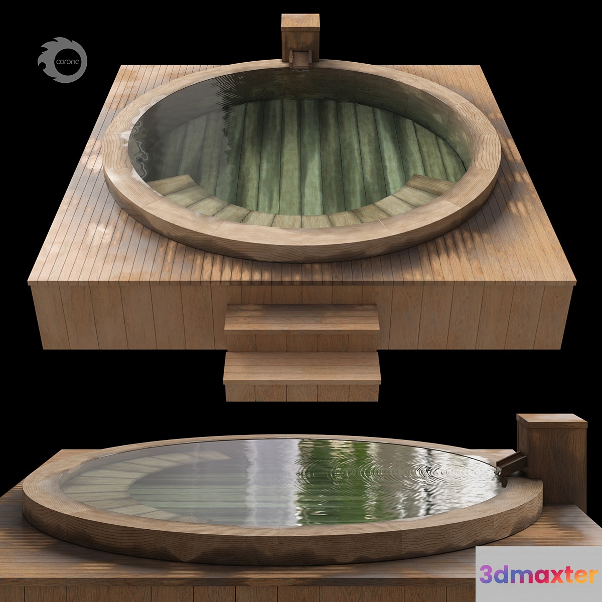 Round wooden font 3D Max