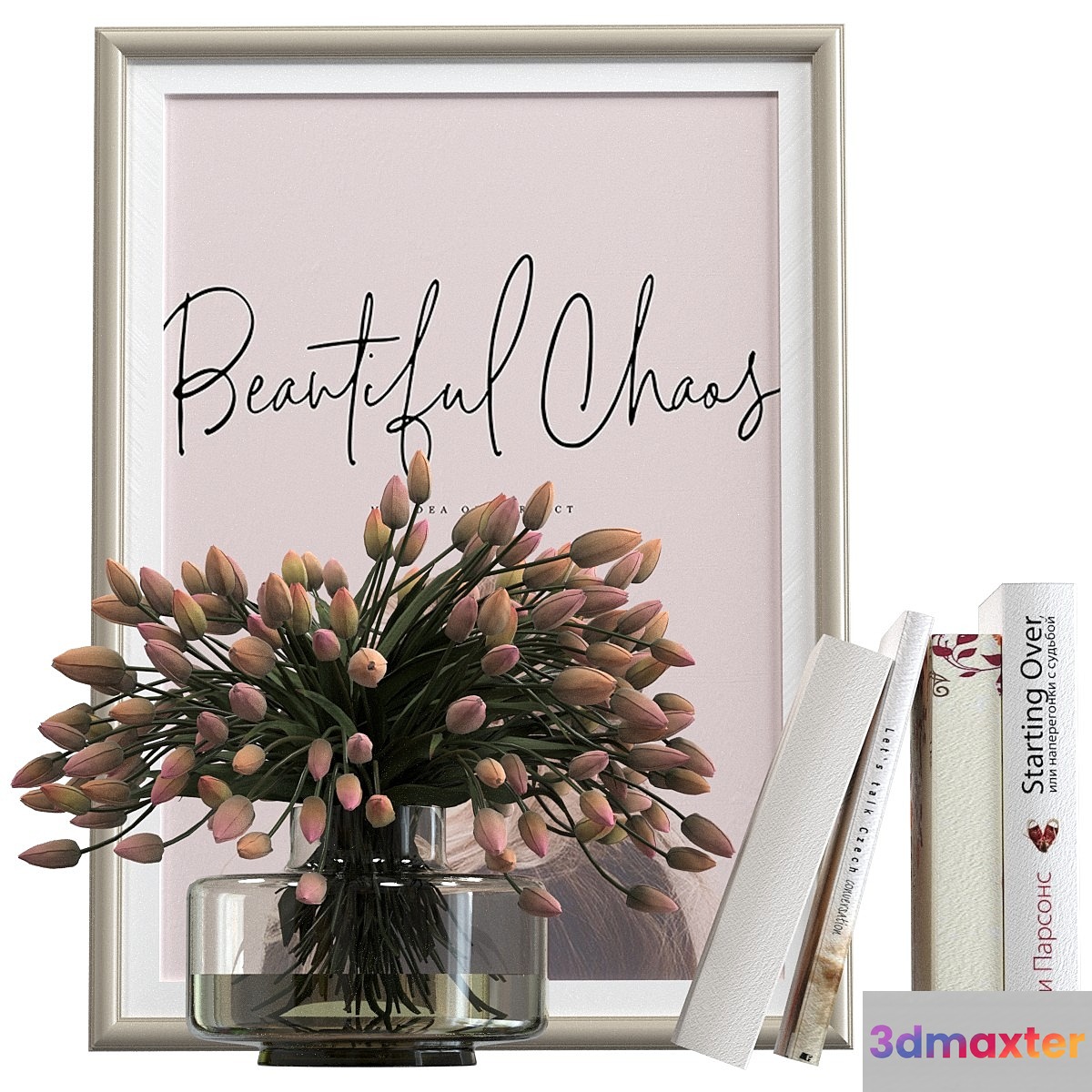 Decorative set with tulips and books 3D Max