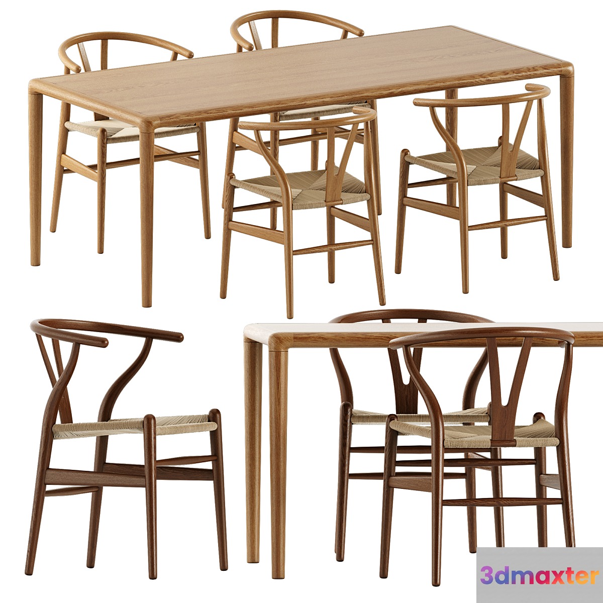 CH24 chairs by Carl Hansen and Son and Lyon table by Timeandstyle 3D Max