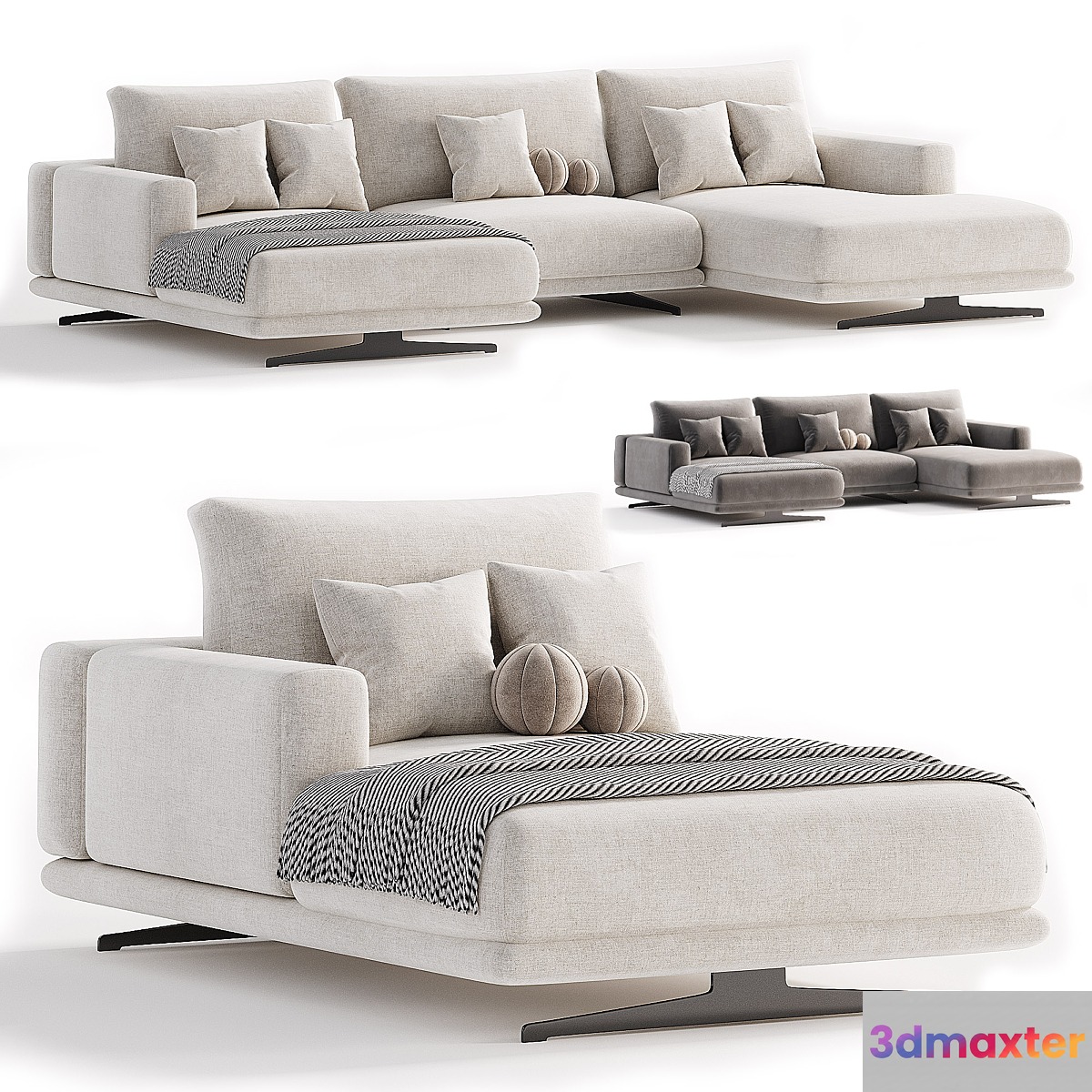 Zillis 3 seat corner Sofa 3D Max
