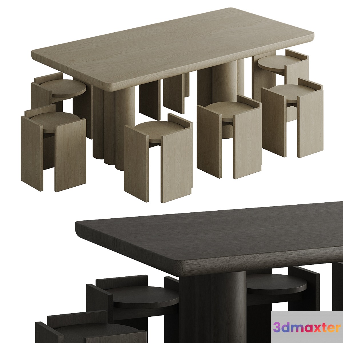 Dining table with chairs 006 3D Max