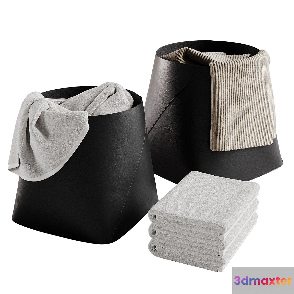 Leather storage baskets 02 3D Max