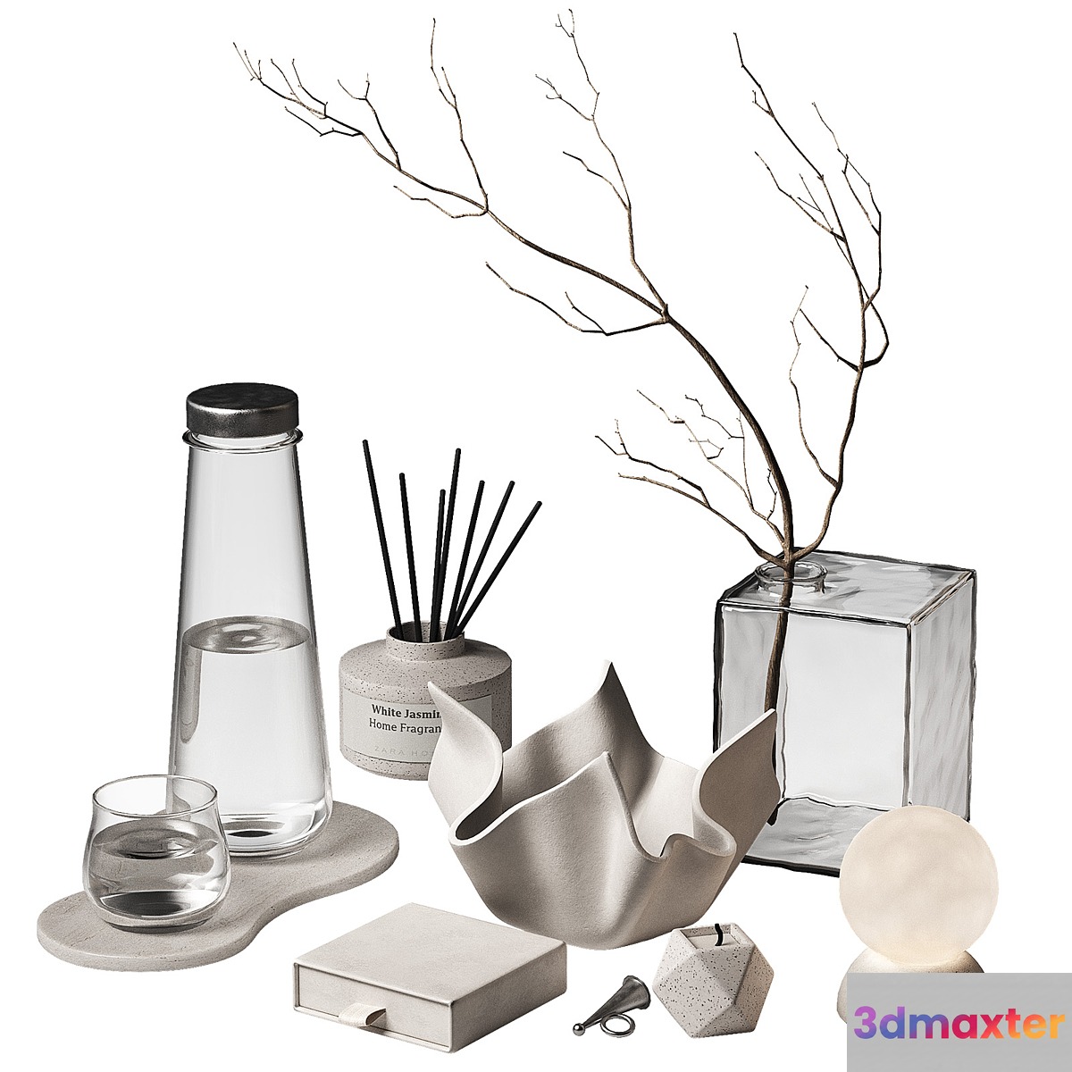 Decorative set. Minimal style decor. 3D Max