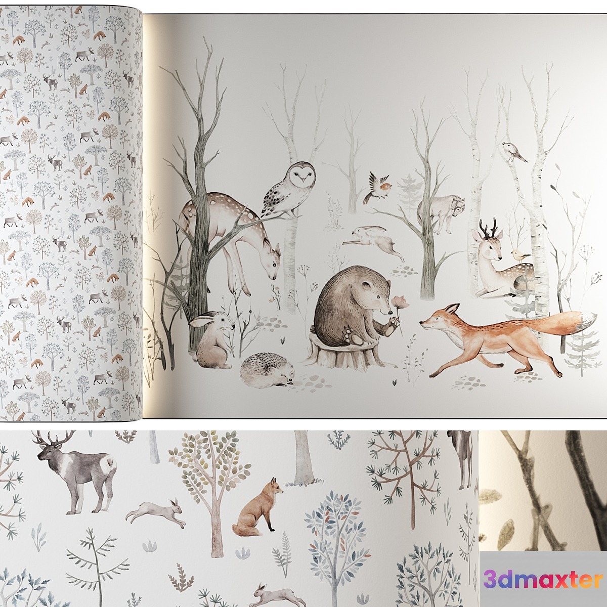 Forest Friends Mural 3D Max