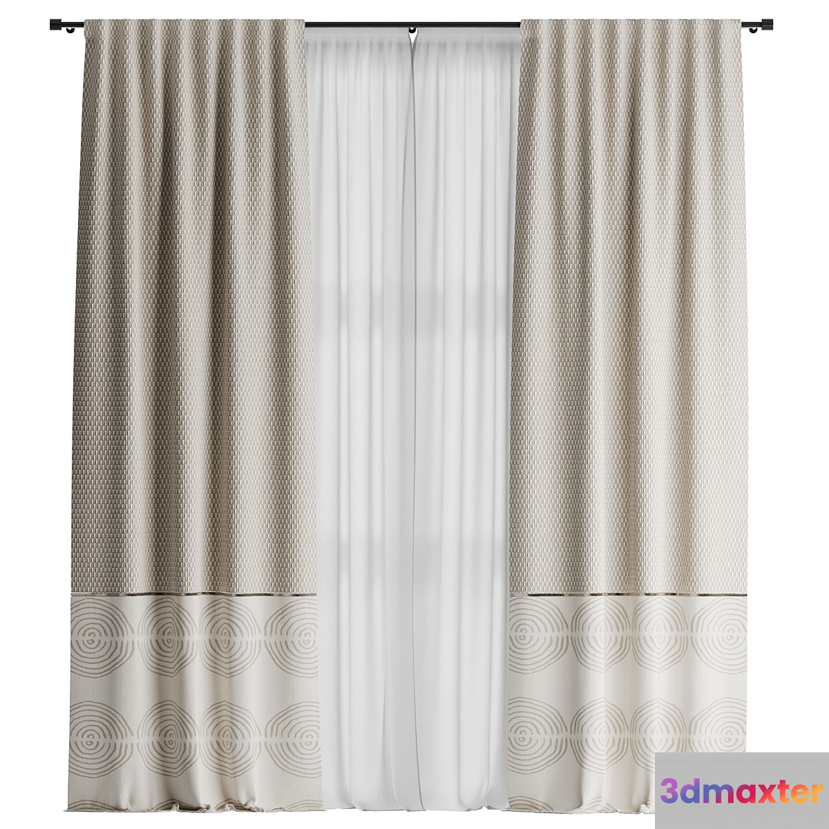 Curtains with fabric loops 3D Max