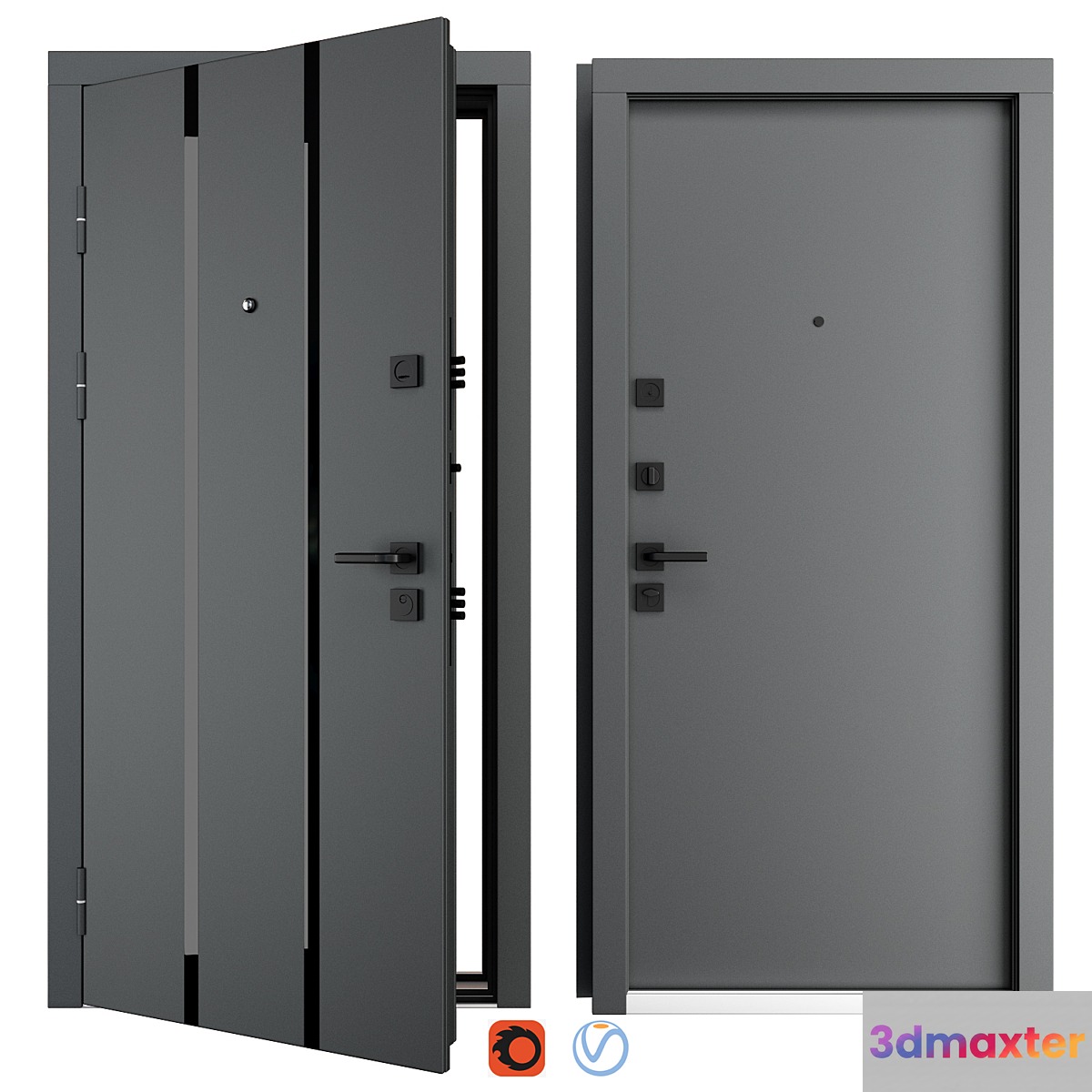 Entrance metal door Street (QDoors) - No.2 3D Max