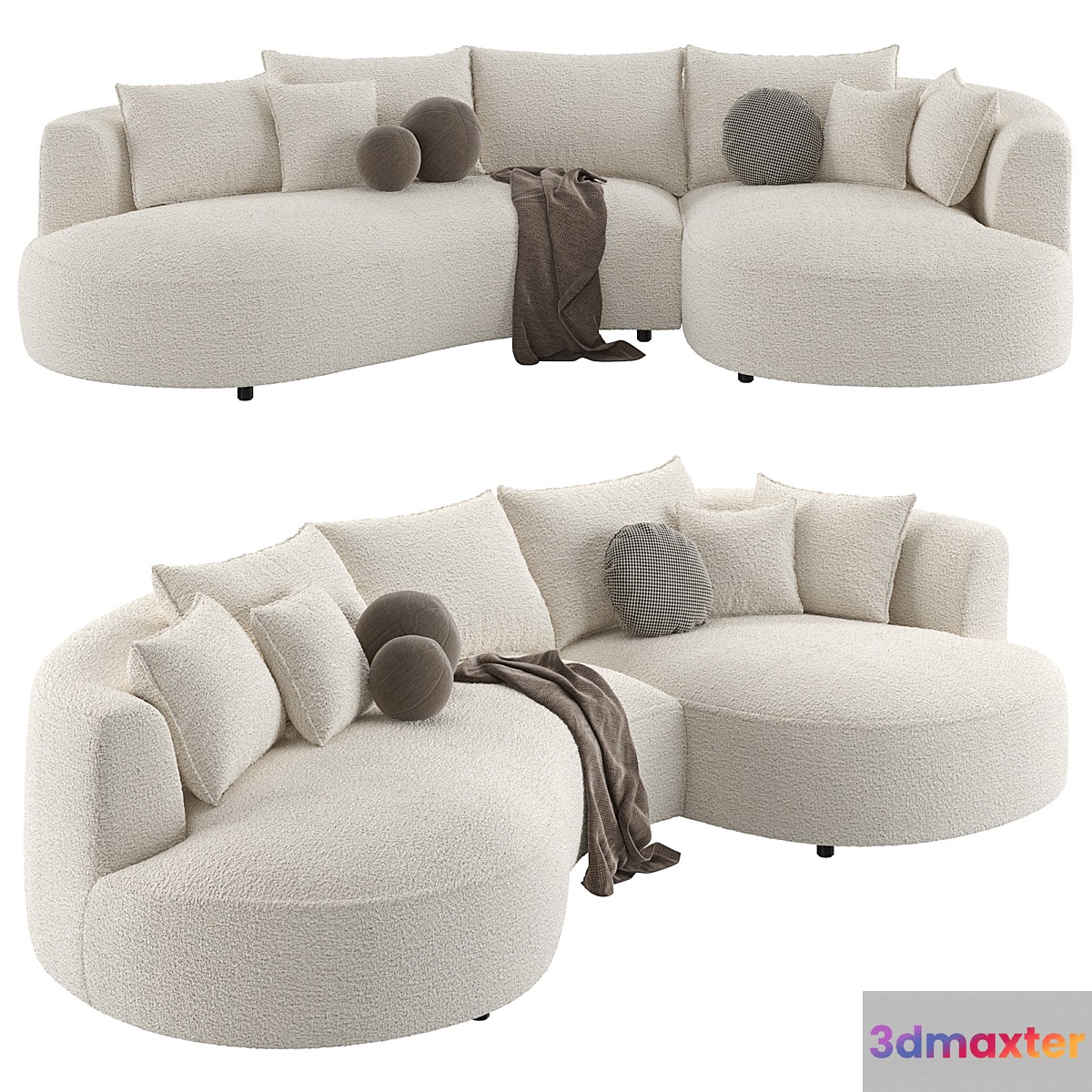 Modern Curved Cloud Sectional Sofa 3D Max