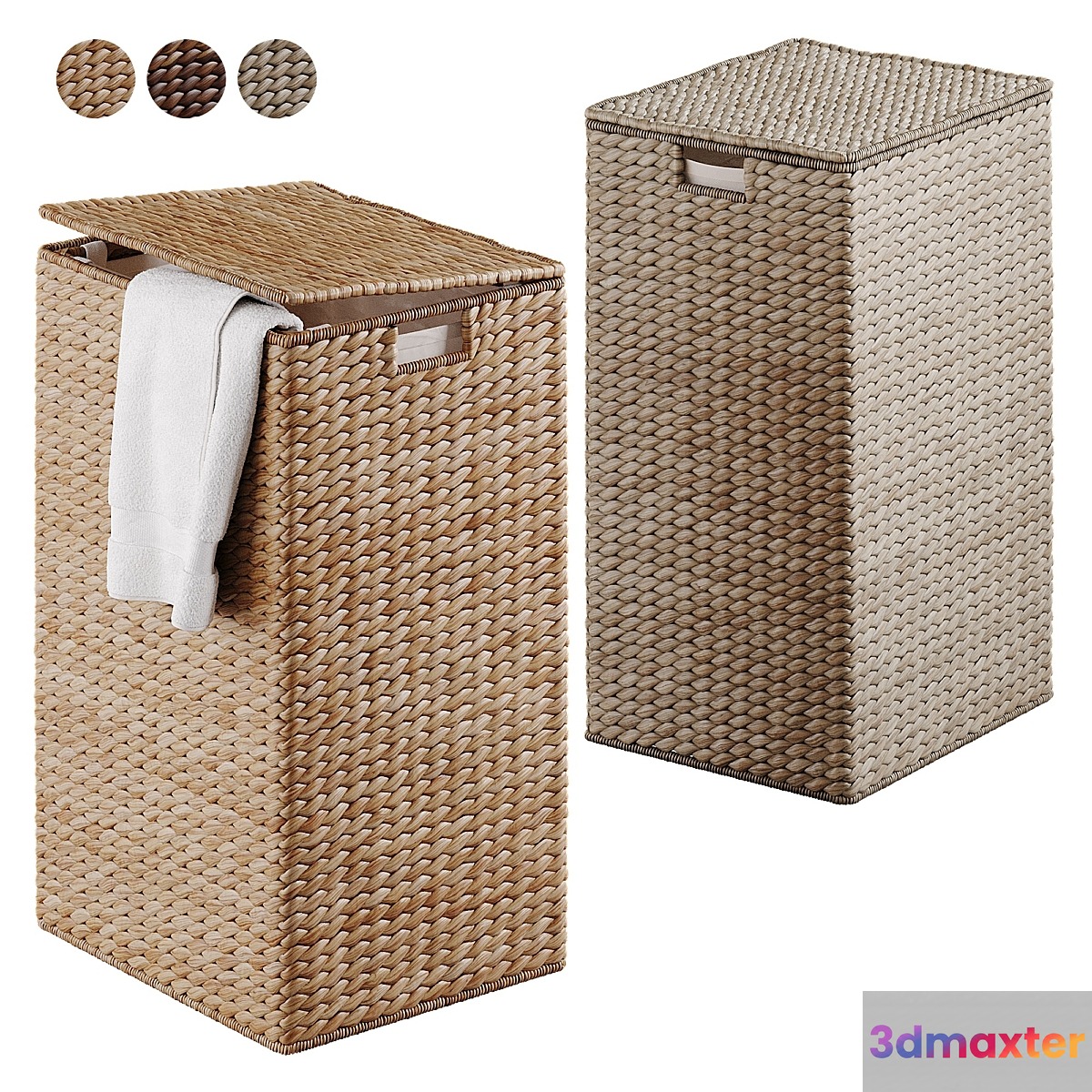 Wicker laundry baskets 2 3D Max