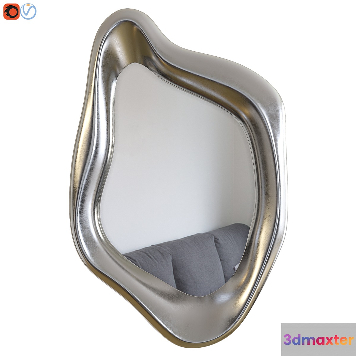 Mirror kare design. Mirror Hologram Silver 3D Max