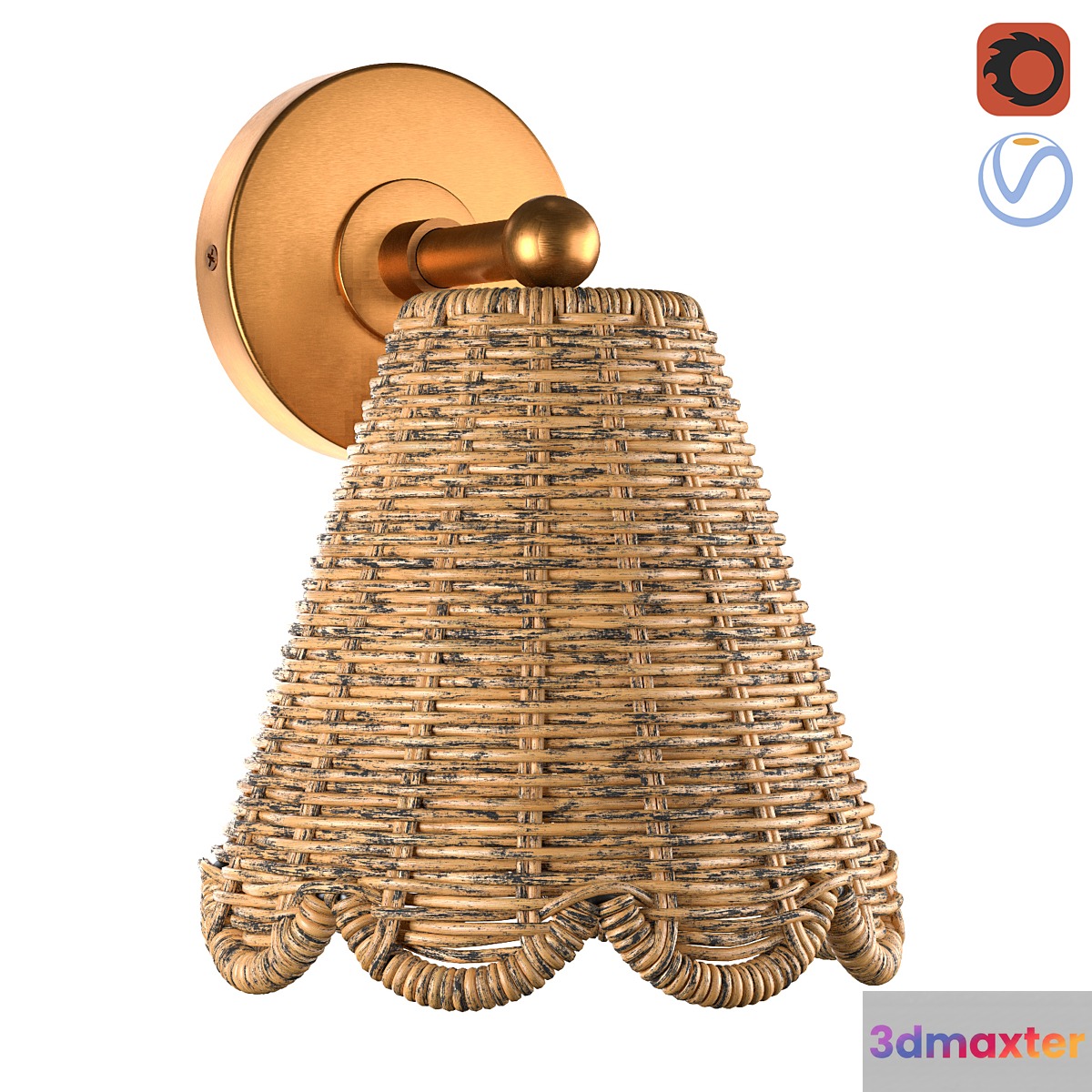 Kismet Hanging wicker rattan Sconce 3D Max