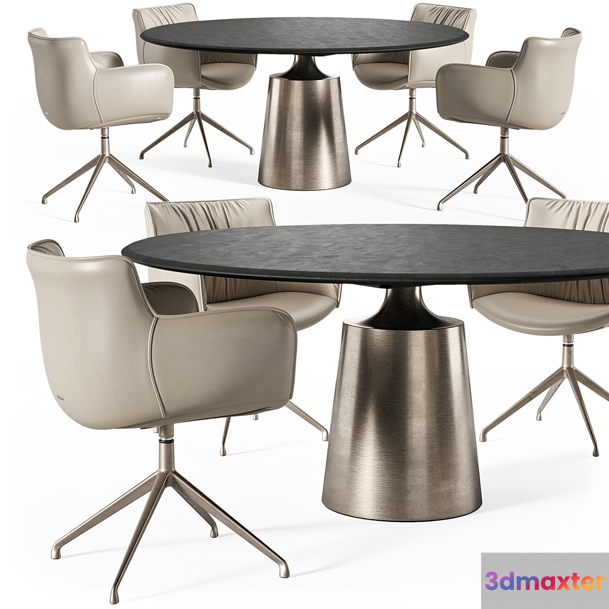 Cattelan Italia Yoda Argile table Rhonda chair 3D Max