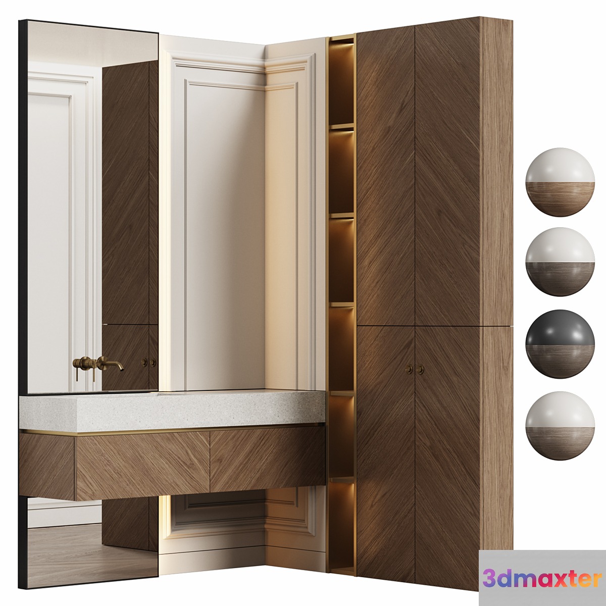 Bathroom furniture 08 in modern classic style 3D Max