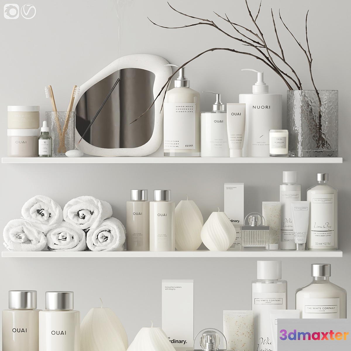 Shelves with cosmetics and bathroom decor - 4 3D Max