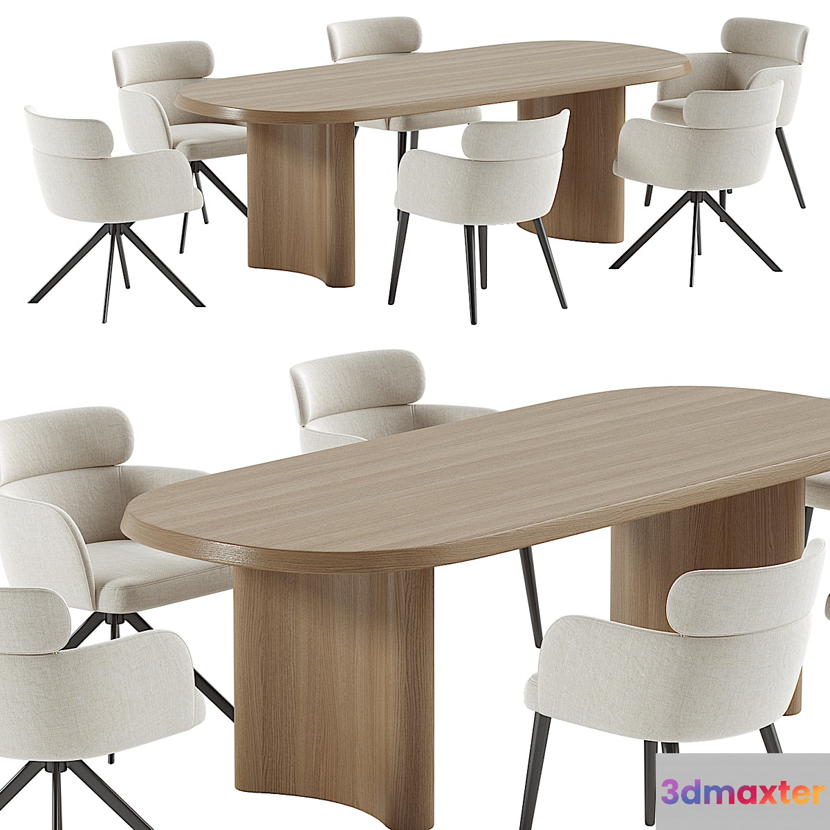 LAY armchair & ALTURA Dining Table 3D Max