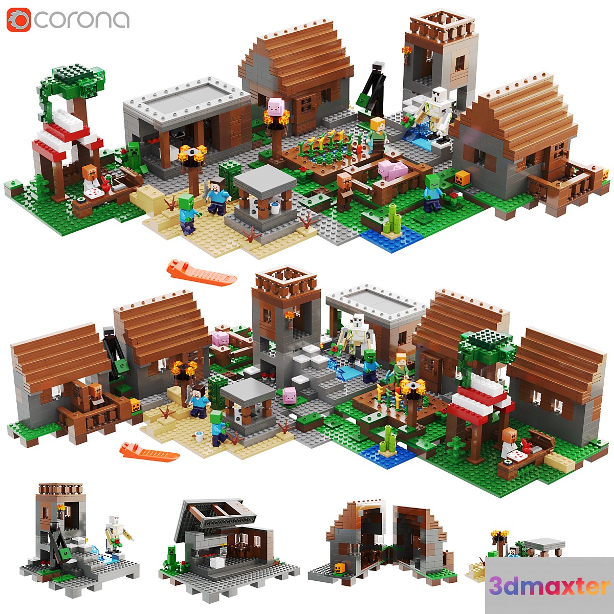 Lego Minecraft | The Village 21128 3D Max